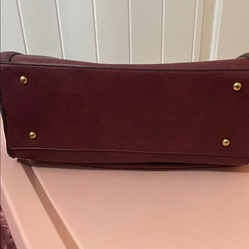 Structured Burgundy Satchel with Top Handles